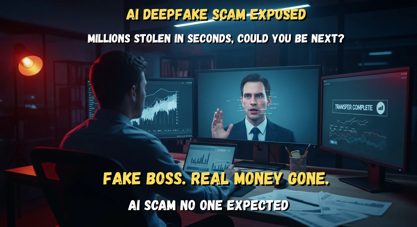 AI Deepfake Scam financial fraud scene showing fake video call deception AI TODAYS NEWS
