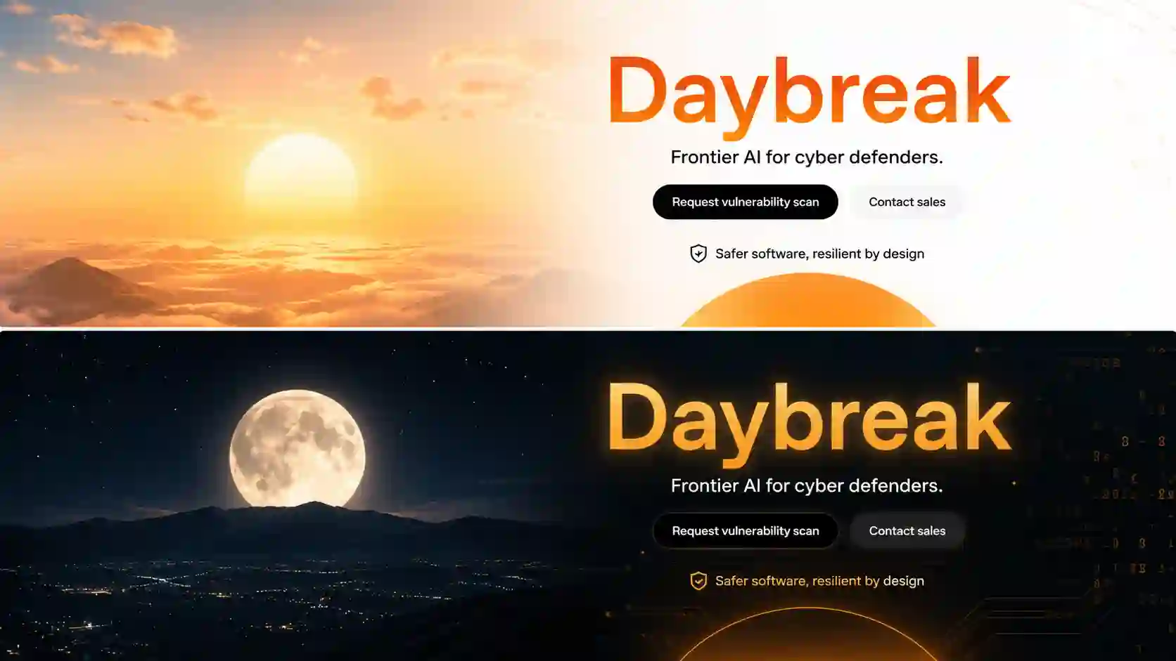 Cybersecurity changes concept showing AI-powered defense systems and Daybreak systems protecting global networks from hacker attacks in a futuristic environment