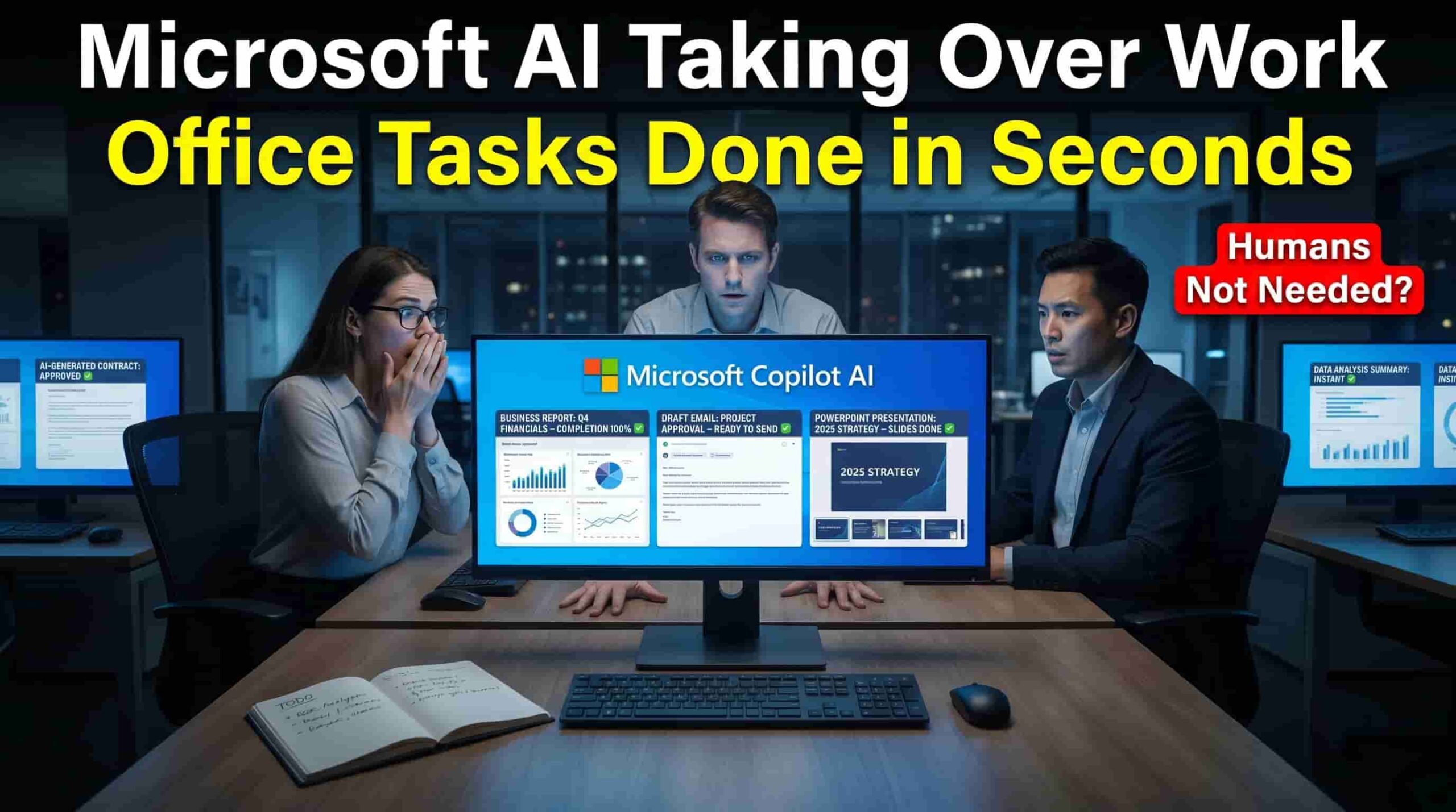 Microsoft AI automating office tasks while employees watch in shock